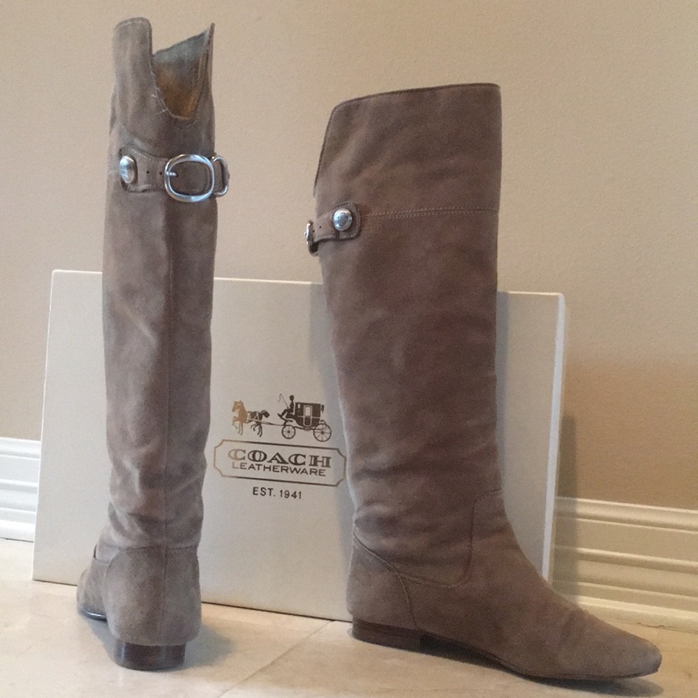 COACH taupe suede riding boots, Size: 8